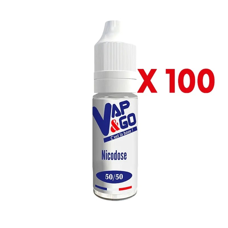 Pack 100 Boosters nicodoses 50/50 PG/VG 20 MG 10 ML VAP AND GO